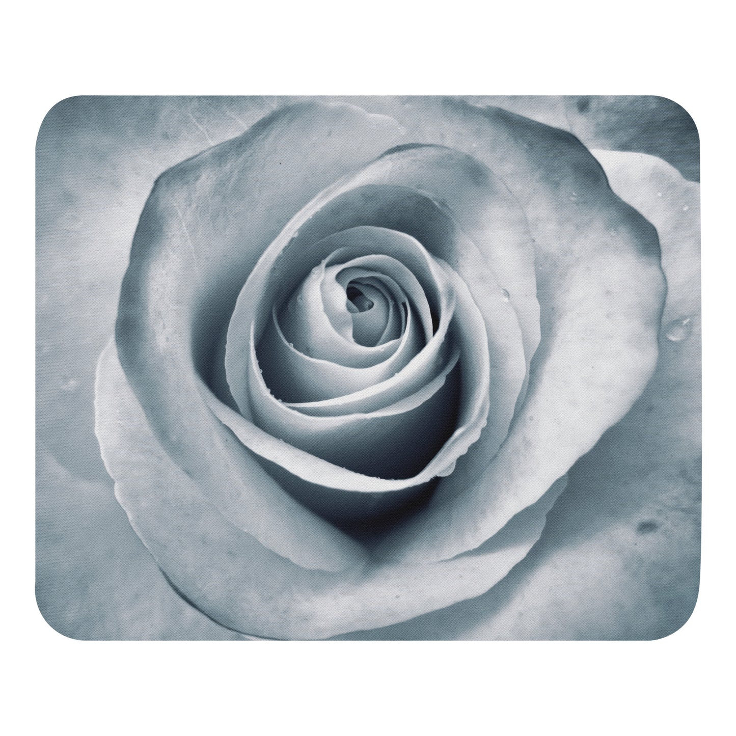 Elegant White Rose Macro Photograph On Fine Art Mouse Pad - Perfect Gift For Contemporary Art, Nature, Flower & B&W Photography Lovers