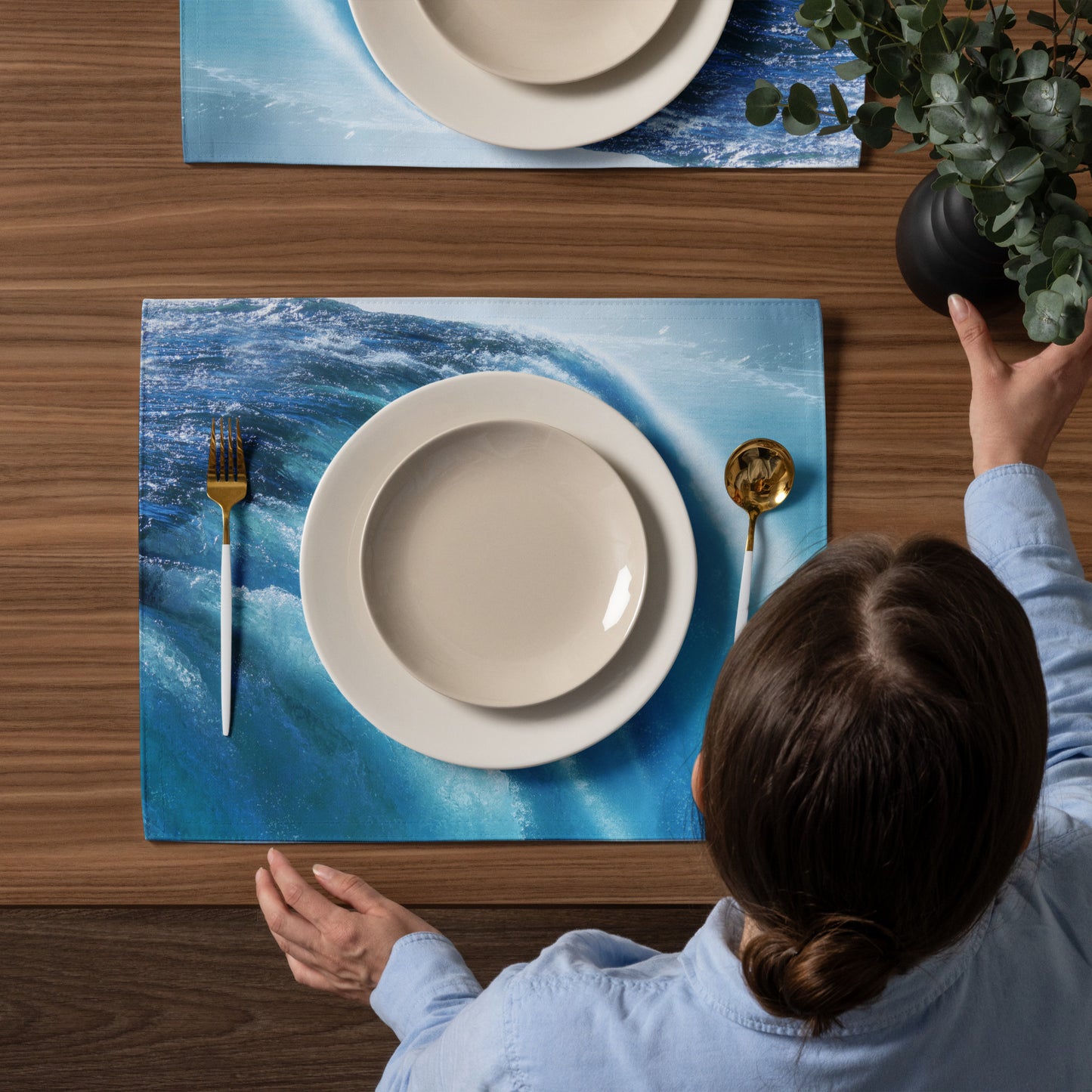Vibrant Niagara Falls Table Placemat Set of 4 - Colorful Sharp Photography, Beautiful Blue Shades, Perfect Gift for Nature And Travel Lovers