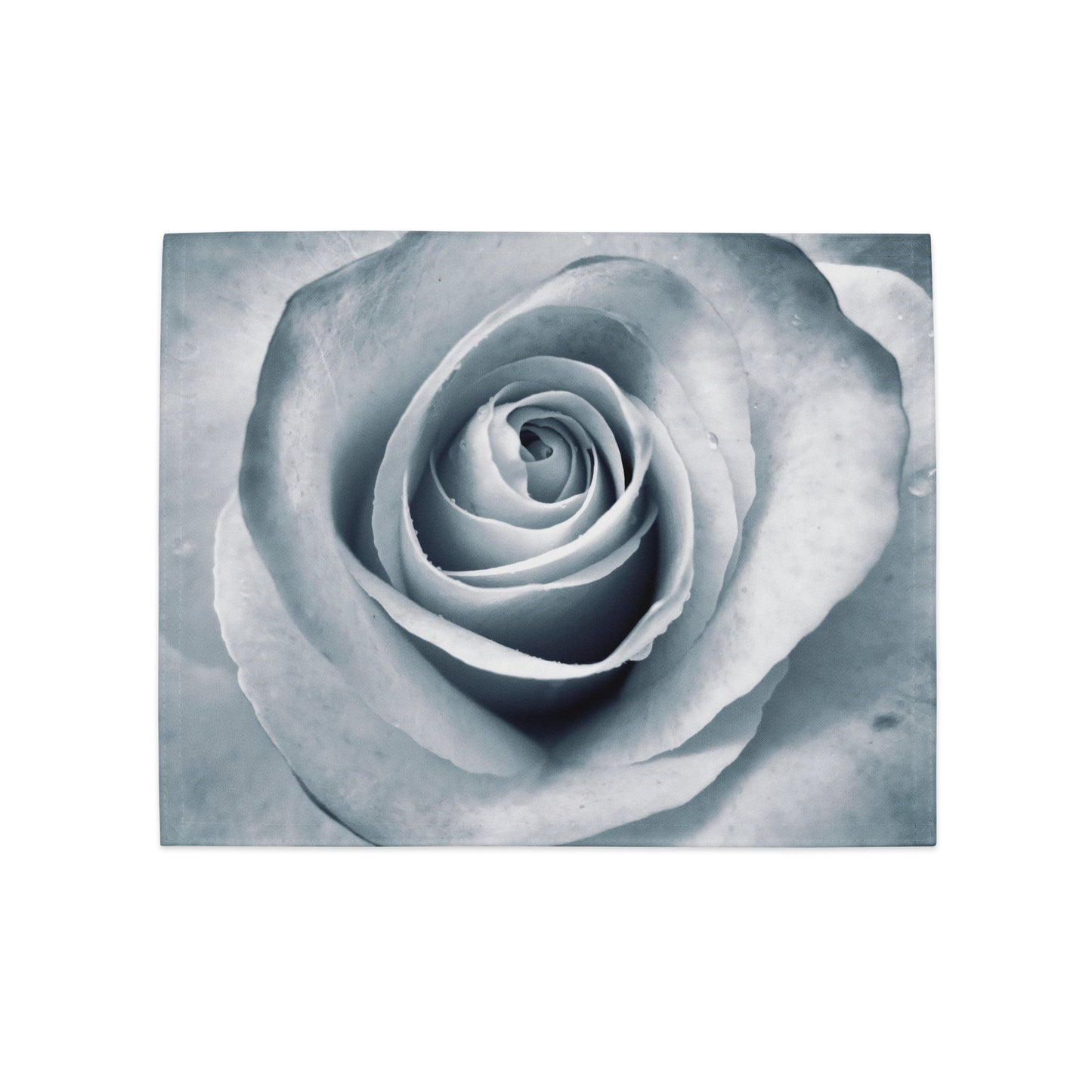 Elegant White Rose Macro Photograph On Fine Art Table Placemat Set Of 4 - Perfect Gift For Contemporary Art, Nature, Flower & B&W Photography Lovers