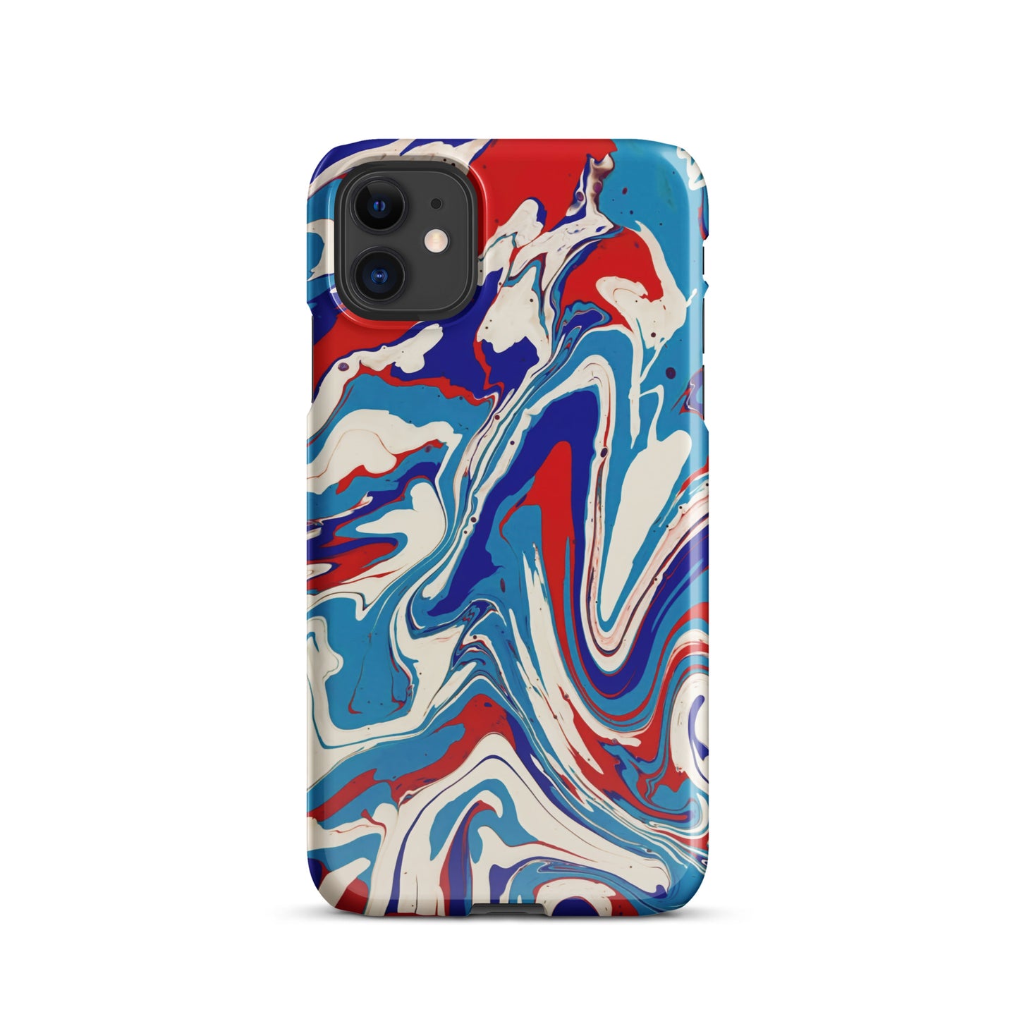 Vibrant Red, White & Blue Flow Painting - Durable Snap Case for iPhone® - Elegant Abstract Art Design For Art Lovers And A Unique Gift Idea