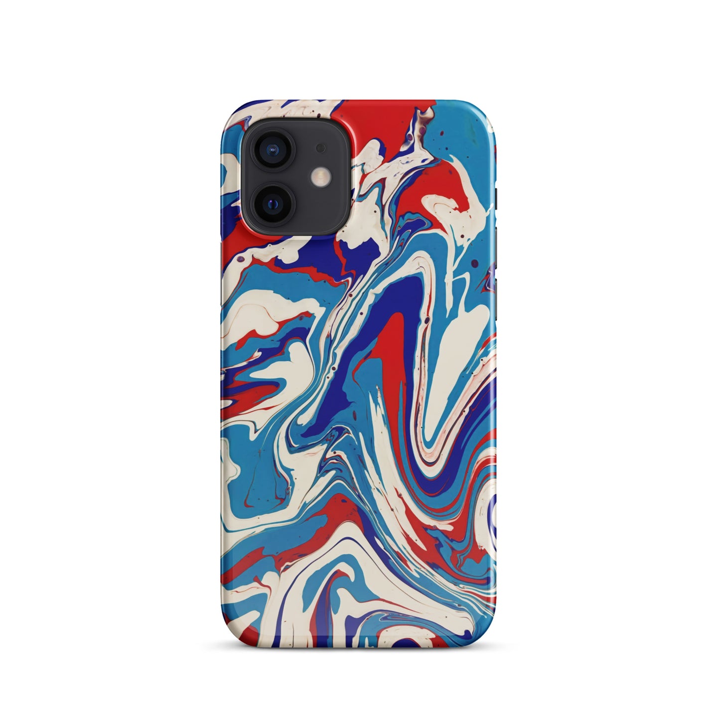 Vibrant Red, White & Blue Flow Painting - Durable Snap Case for iPhone® - Elegant Abstract Art Design For Art Lovers And A Unique Gift Idea