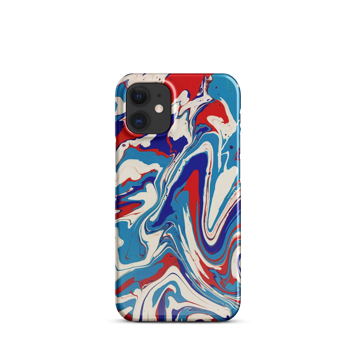 Vibrant Red, White & Blue Flow Painting - Durable Snap Case for iPhone® - Elegant Abstract Art Design For Art Lovers And A Unique Gift Idea