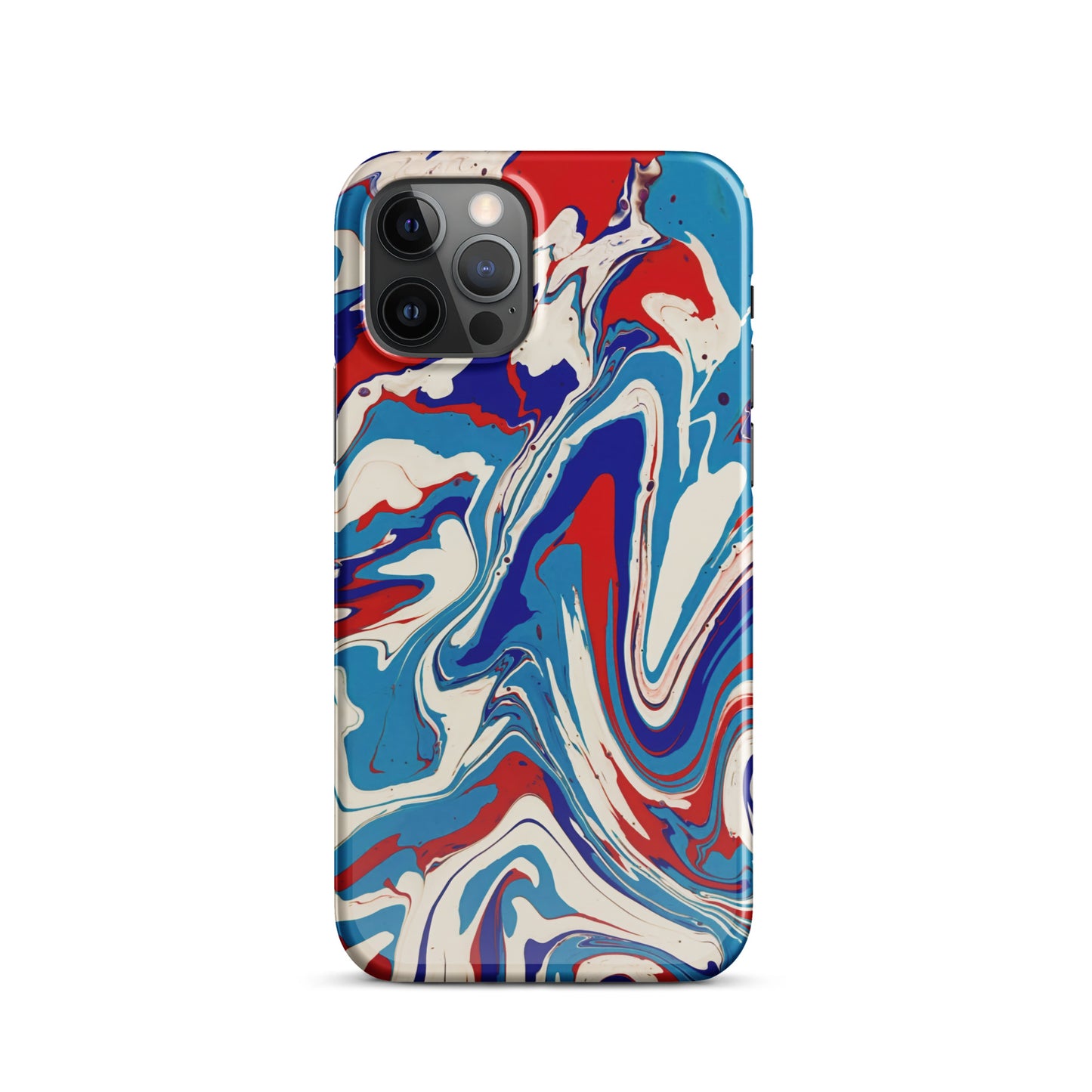 Vibrant Red, White & Blue Flow Painting - Durable Snap Case for iPhone® - Elegant Abstract Art Design For Art Lovers And A Unique Gift Idea