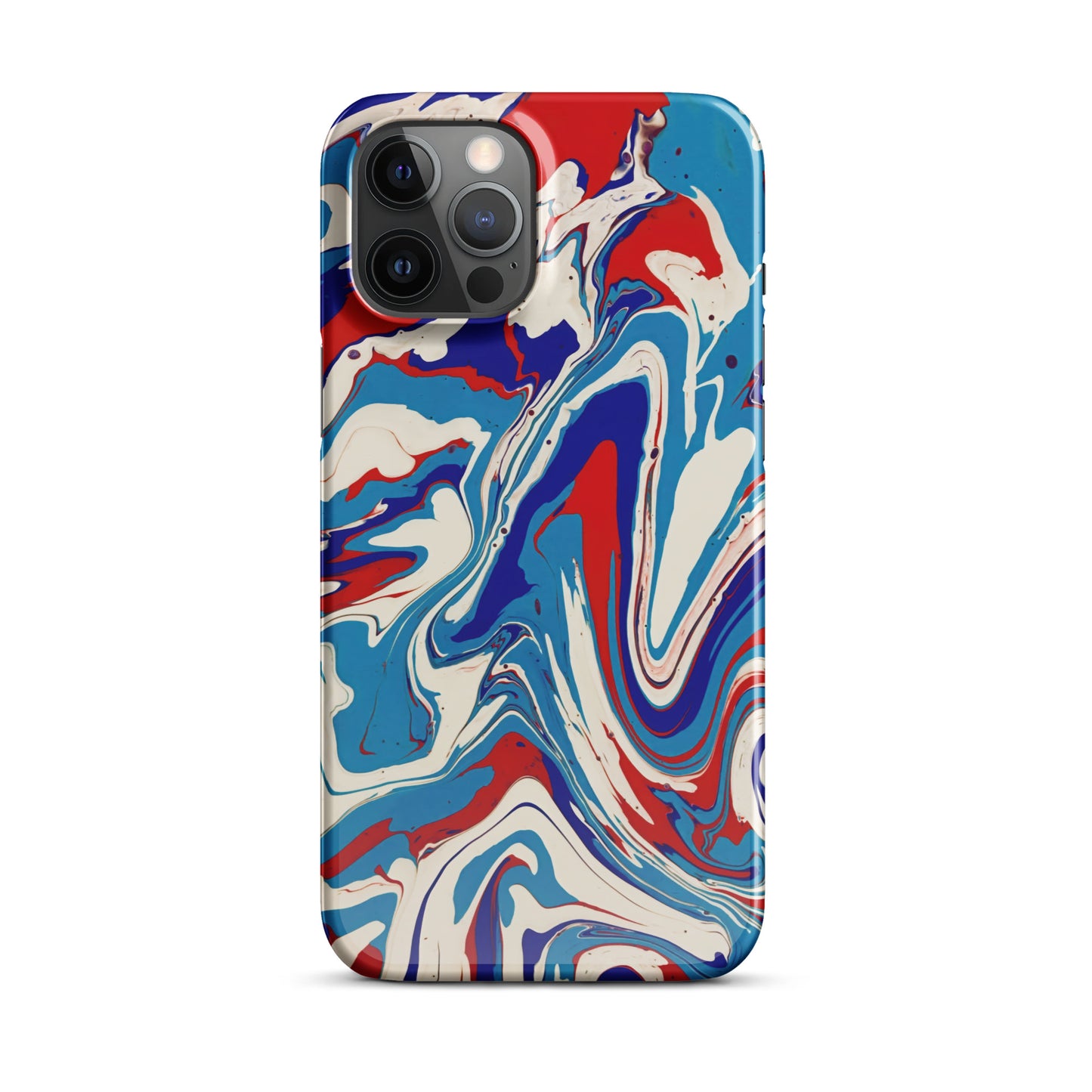 Vibrant Red, White & Blue Flow Painting - Durable Snap Case for iPhone® - Elegant Abstract Art Design For Art Lovers And A Unique Gift Idea