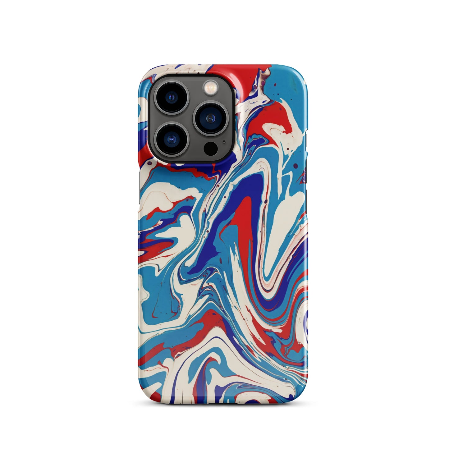 Vibrant Red, White & Blue Flow Painting - Durable Snap Case for iPhone® - Elegant Abstract Art Design For Art Lovers And A Unique Gift Idea