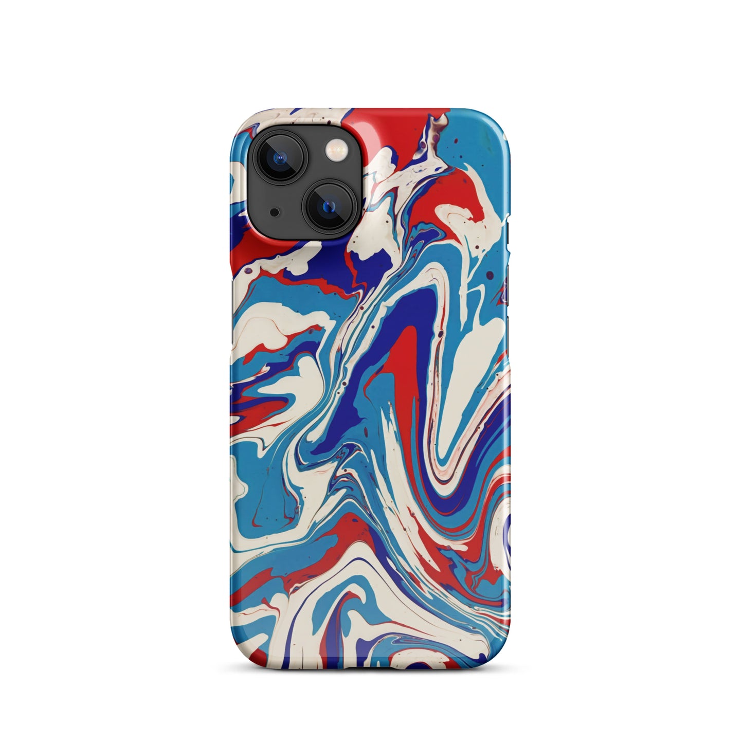 Vibrant Red, White & Blue Flow Painting - Durable Snap Case for iPhone® - Elegant Abstract Art Design For Art Lovers And A Unique Gift Idea
