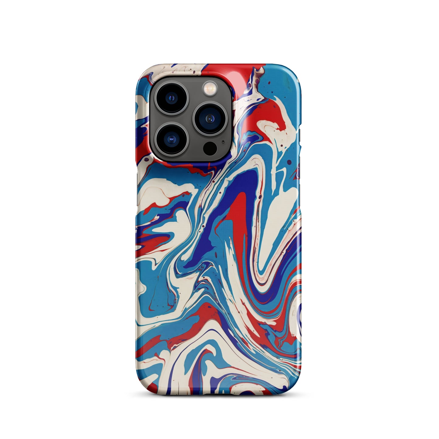 Vibrant Red, White & Blue Flow Painting - Durable Snap Case for iPhone® - Elegant Abstract Art Design For Art Lovers And A Unique Gift Idea