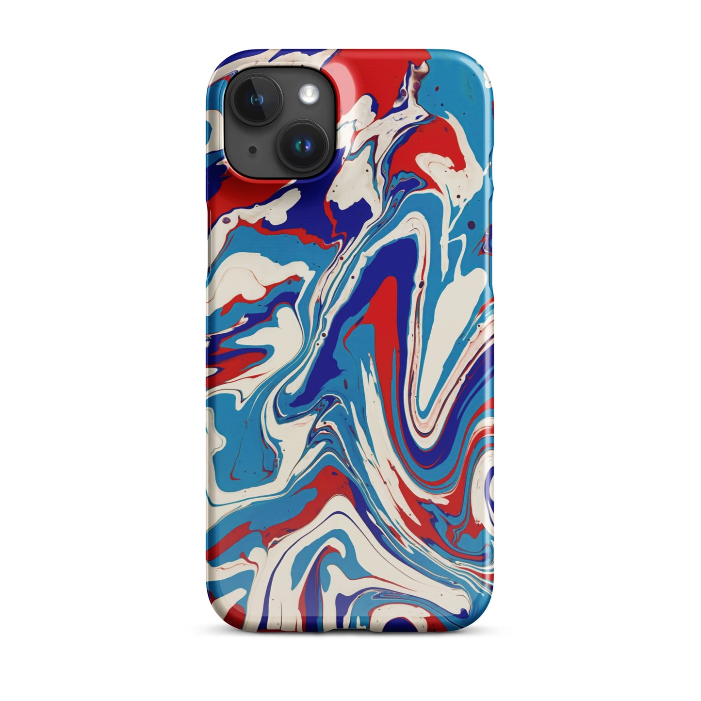 Vibrant Red, White & Blue Flow Painting - Durable Snap Case for iPhone® - Elegant Abstract Art Design For Art Lovers And A Unique Gift Idea