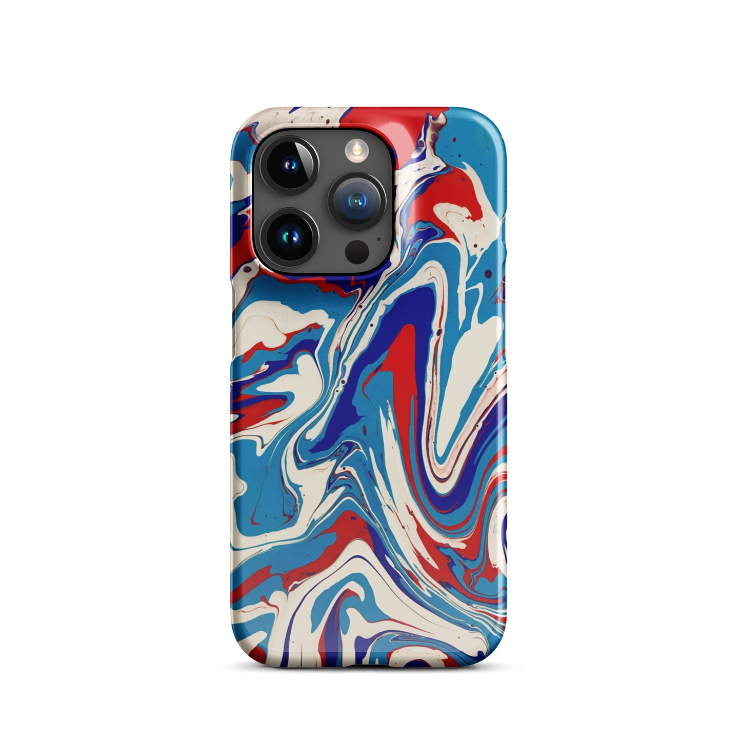 Vibrant Red, White & Blue Flow Painting - Durable Snap Case for iPhone® - Elegant Abstract Art Design For Art Lovers And A Unique Gift Idea