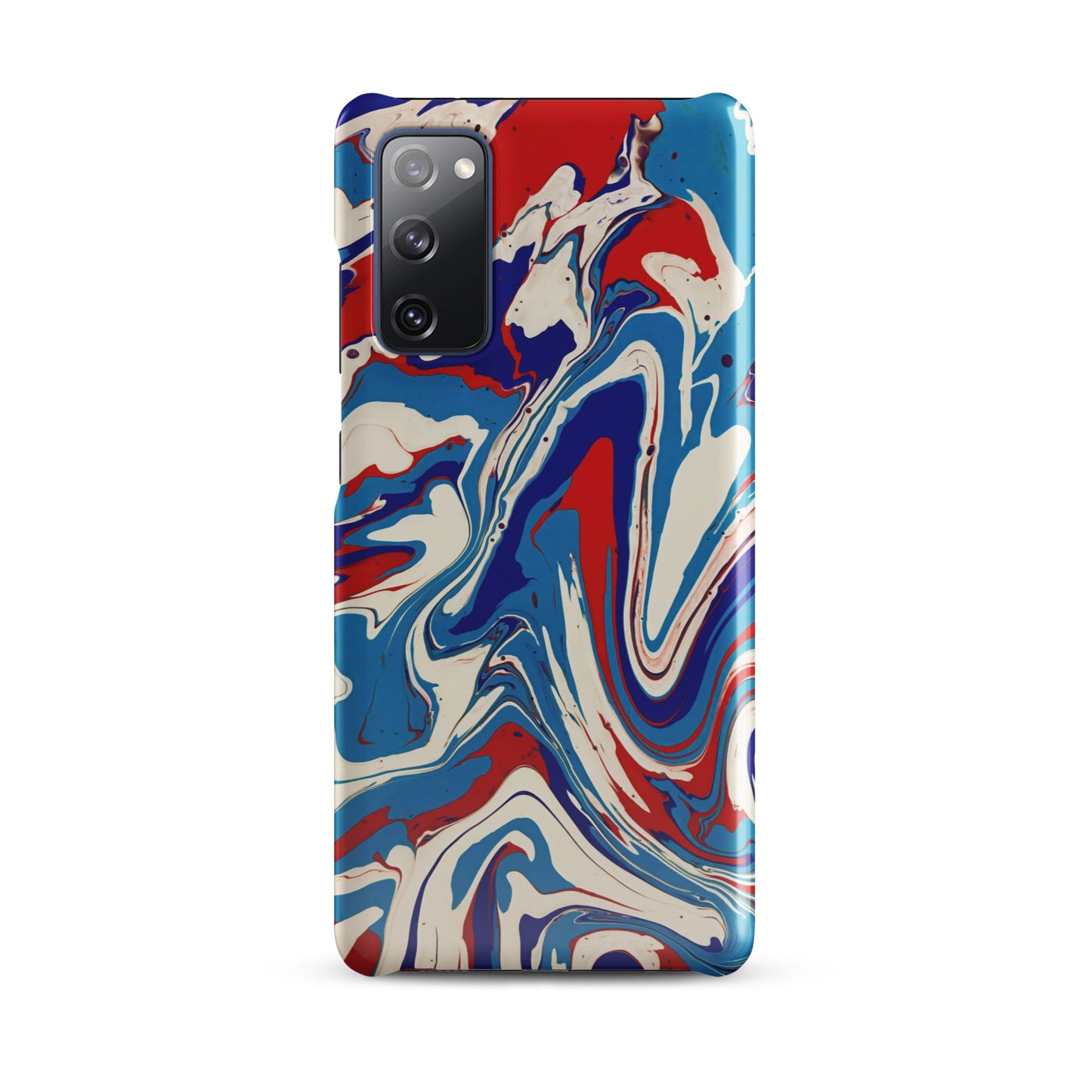 Elegant Red, White, Blue Acrylic Flow Painting Snap Case For Samsung® Phones - Abstract & Modern Art Design - Great Gift Idea For Art Lovers