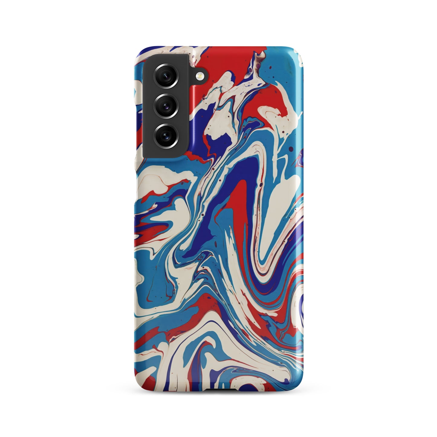 Elegant Red, White, Blue Acrylic Flow Painting Snap Case For Samsung® Phones - Abstract & Modern Art Design - Great Gift Idea For Art Lovers