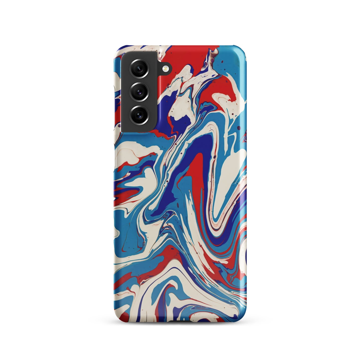 Elegant Red, White, Blue Acrylic Flow Painting Snap Case For Samsung® Phones - Abstract & Modern Art Design - Great Gift Idea For Art Lovers