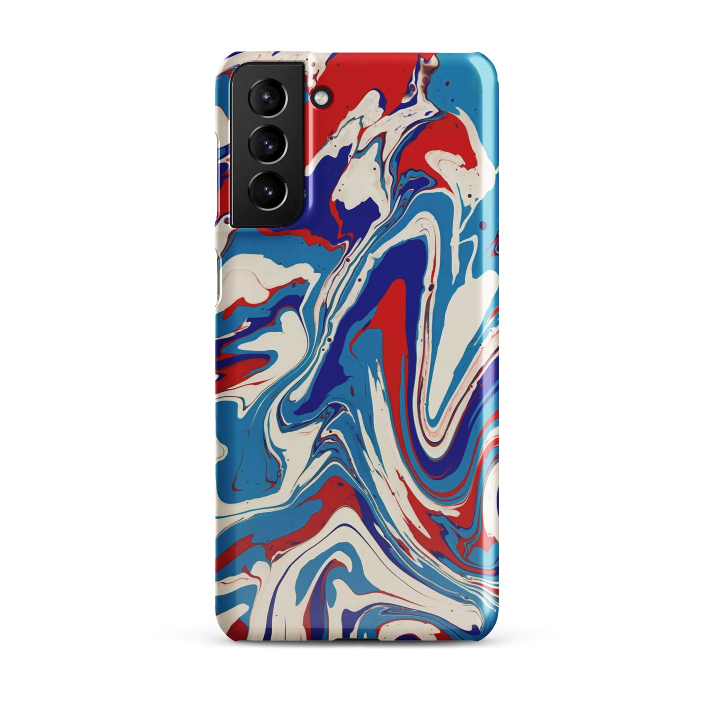 Elegant Red, White, Blue Acrylic Flow Painting Snap Case For Samsung® Phones - Abstract & Modern Art Design - Great Gift Idea For Art Lovers