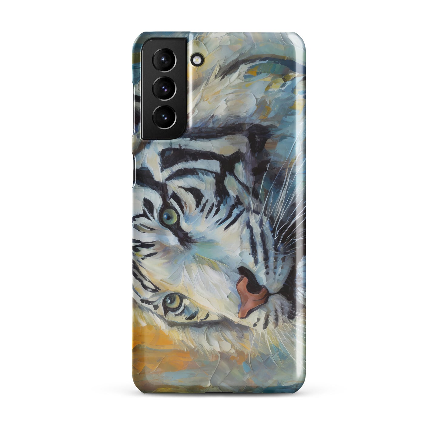Majestic White Tiger Oil Painting Samsung Snap Case – Stylish & Elegant Wildlife Art Gift For Nature Lovers – Durable Phone Protection