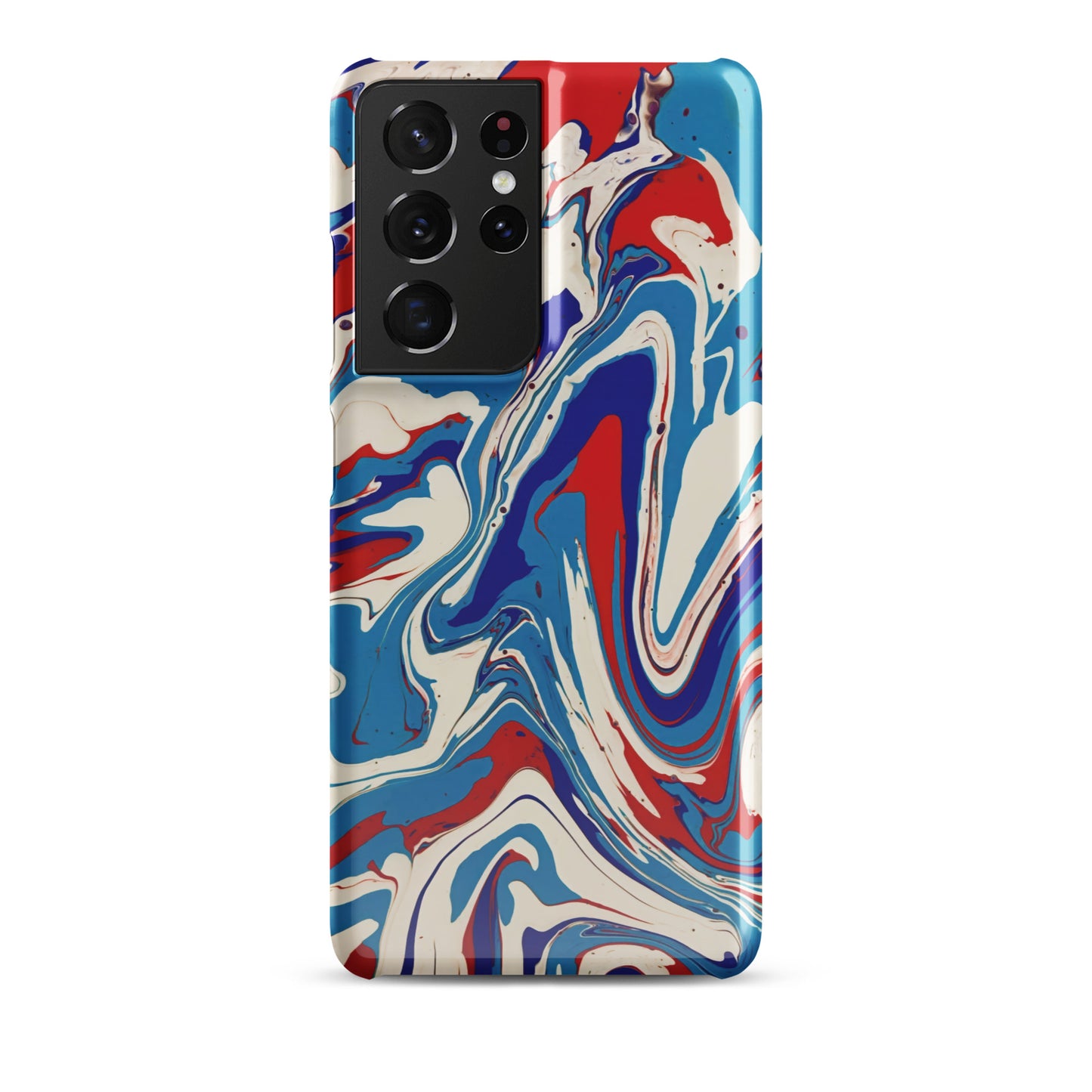 Elegant Red, White, Blue Acrylic Flow Painting Snap Case For Samsung® Phones - Abstract & Modern Art Design - Great Gift Idea For Art Lovers