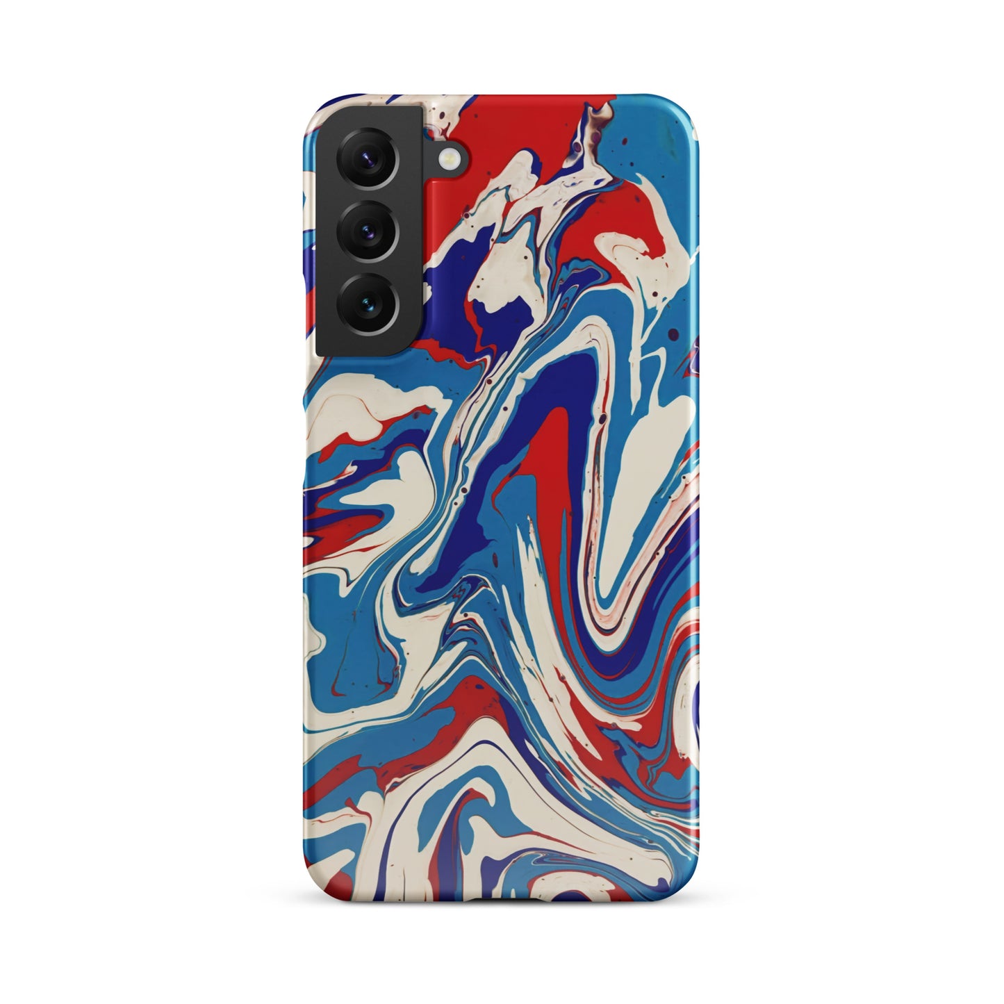 Elegant Red, White, Blue Acrylic Flow Painting Snap Case For Samsung® Phones - Abstract & Modern Art Design - Great Gift Idea For Art Lovers
