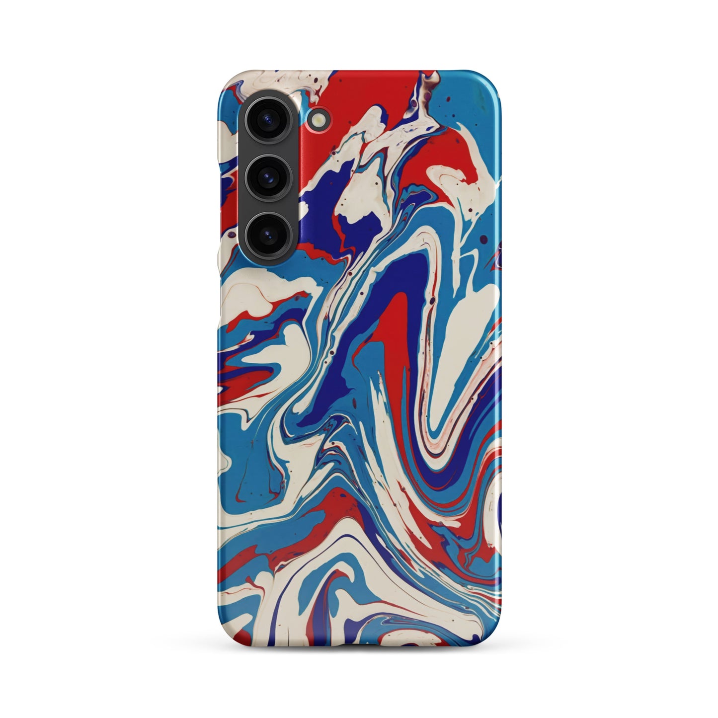 Elegant Red, White, Blue Acrylic Flow Painting Snap Case For Samsung® Phones - Abstract & Modern Art Design - Great Gift Idea For Art Lovers