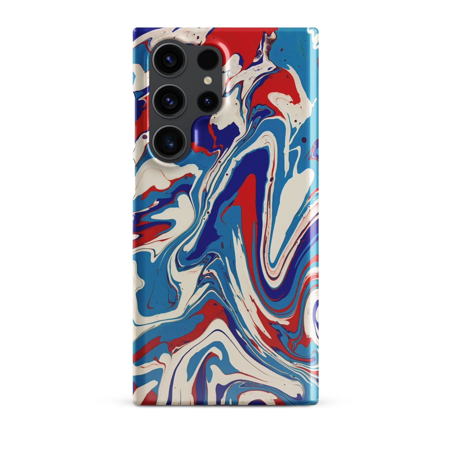 Elegant Red, White, Blue Acrylic Flow Painting Snap Case For Samsung® Phones - Abstract & Modern Art Design - Great Gift Idea For Art Lovers