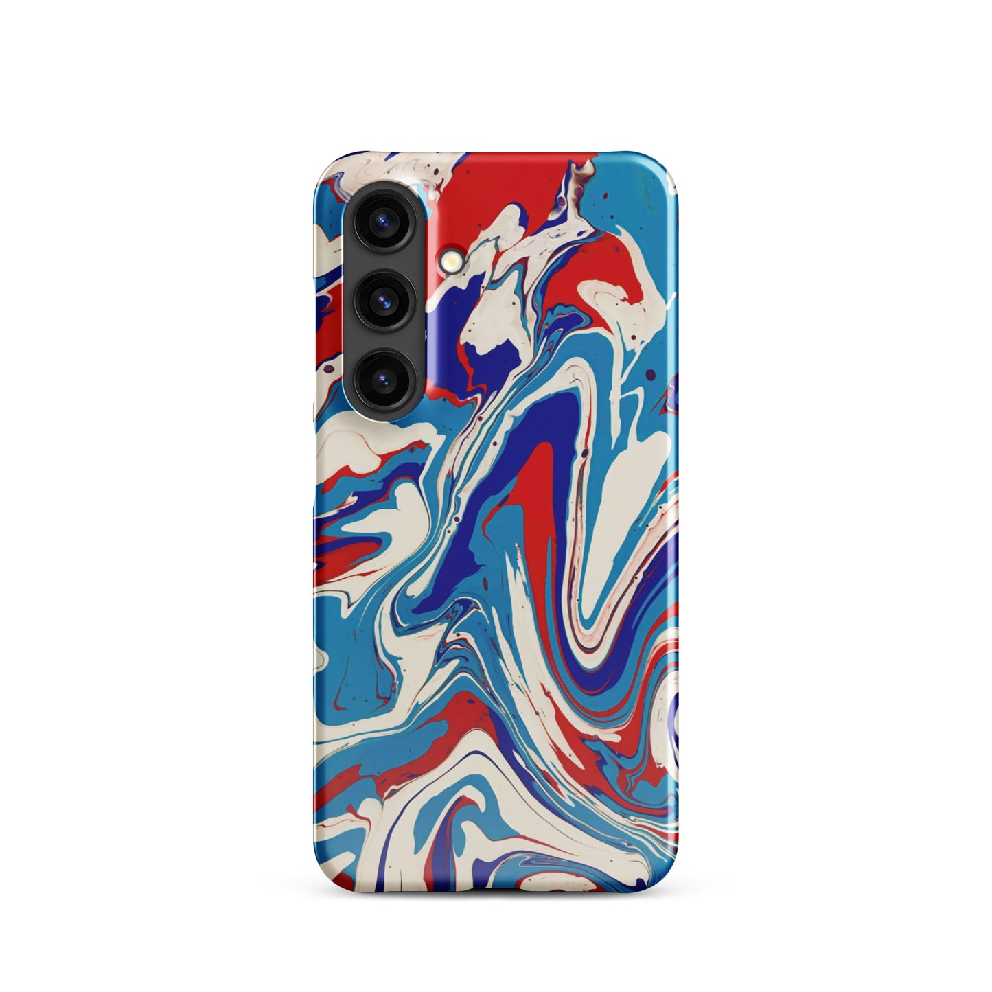 Elegant Red, White, Blue Acrylic Flow Painting Snap Case For Samsung® Phones - Abstract & Modern Art Design - Great Gift Idea For Art Lovers