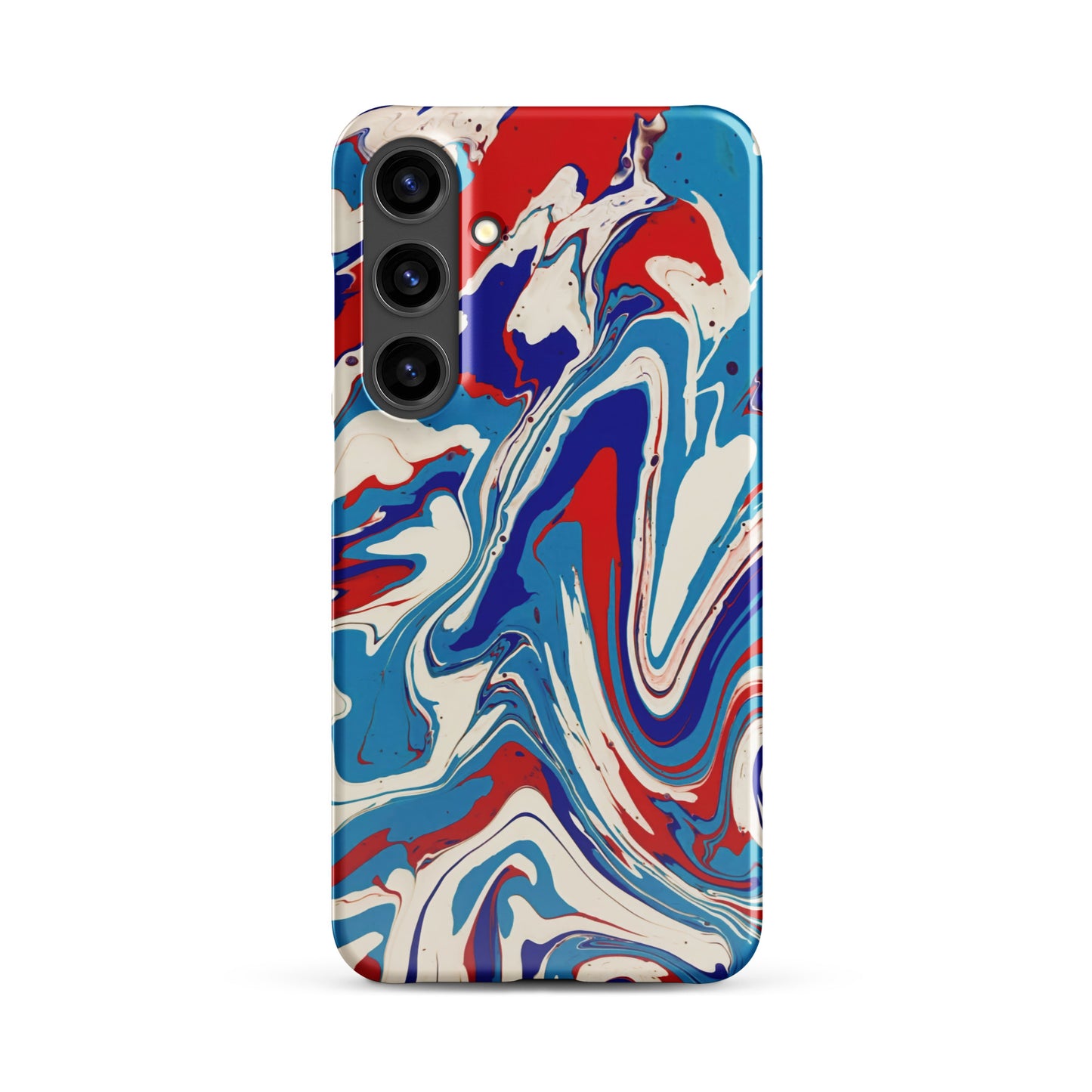 Elegant Red, White, Blue Acrylic Flow Painting Snap Case For Samsung® Phones - Abstract & Modern Art Design - Great Gift Idea For Art Lovers