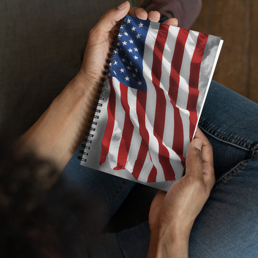 Patriotic Spiral Notebook - Old Glory American Flag With Color Splash Effect - Stylish Journal, Great Gift For Note Taking & Fourth Of July