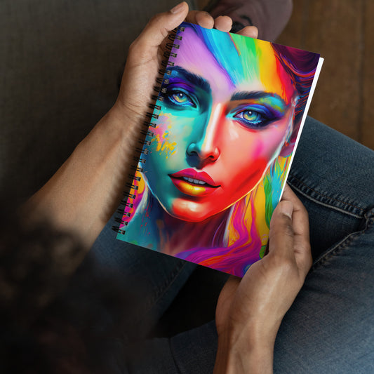 Chroma The Goddess Of Color Spiral Notebook - Vibrant Rainbow Art, Perfect Desk Décor for Fantasy, Surreal, Abstract & Modern Art Lovers