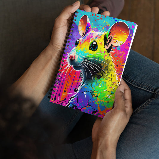 A Hip Rat - Colorful Grunge Pop Art Spiral Notebook - Rainbow Colors, Perfect For Desks & Dorm Rooms, Alternative And Graffiti Art Lovers