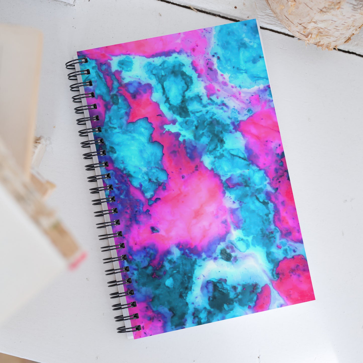 Vibrant Marble Abstract Spiral Notebook - Magenta & Cyan Art - Stylish & Durable - Perfect for Art Lovers & Creative Minds