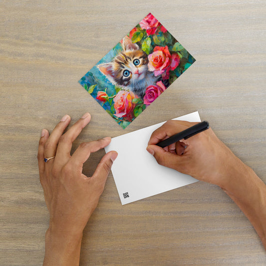 kitten, cat, cats, roses, rose, rose bush, flowers, flower, pets, nature, cute, art,