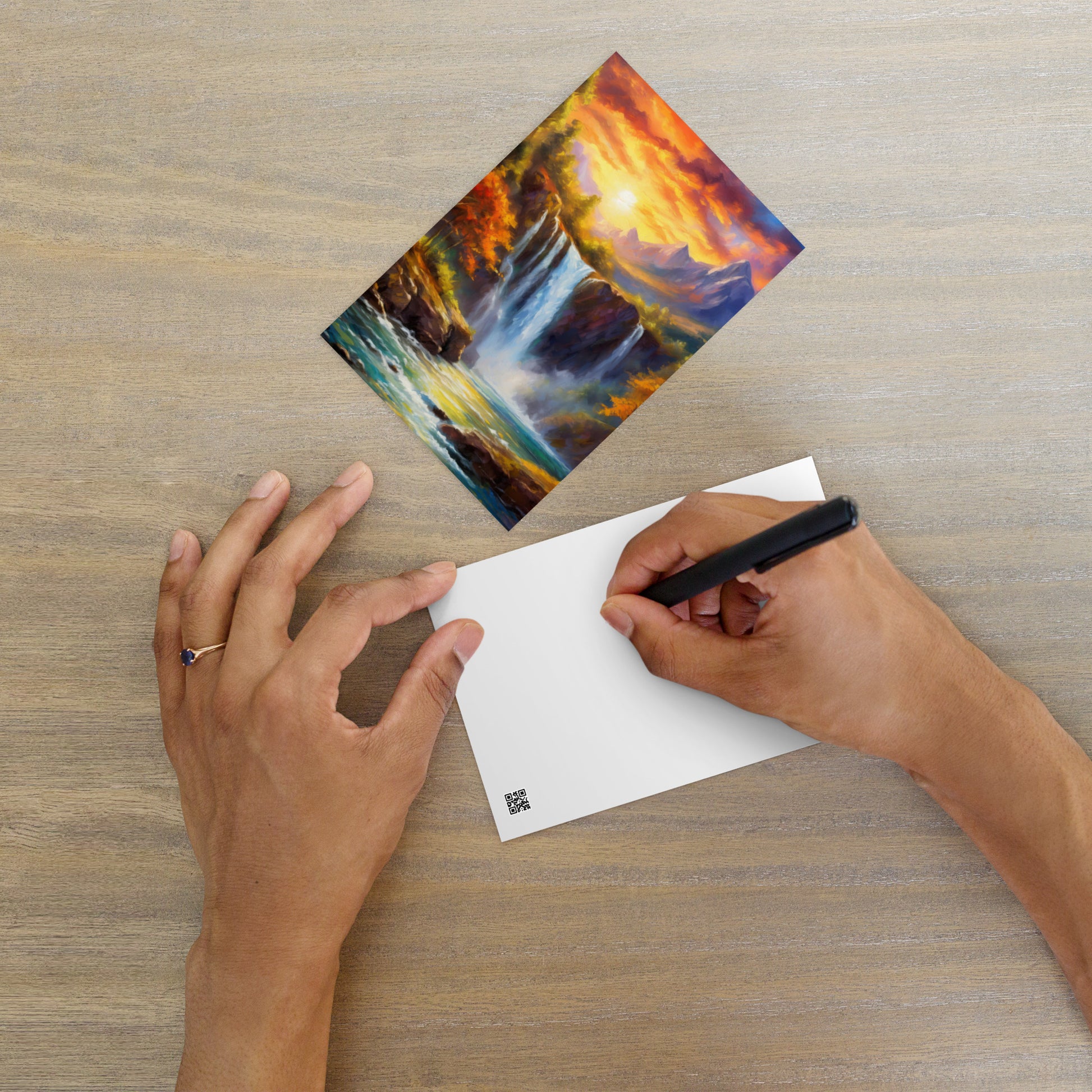 mountains, nature, waterfall, sunset, trees, landscape