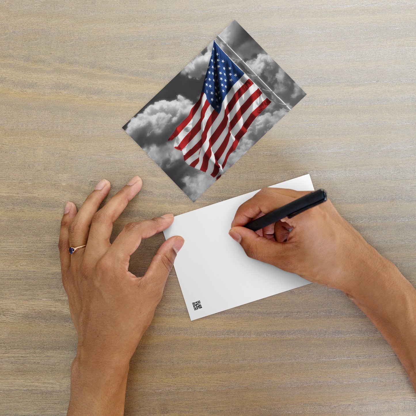 Standard Postcard - Old Glory American Flag With Color Splash Effect - Perfect Stationery Desk Décor For Home, Office & Fourth Of July Gift