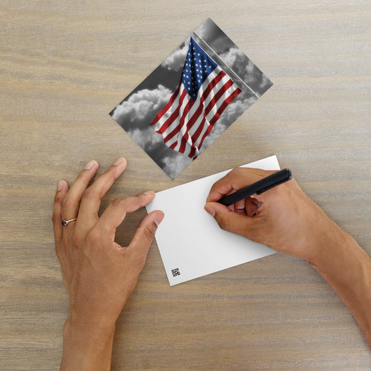 Standard Postcard - Old Glory American Flag With Color Splash Effect - Perfect Stationery Desk Décor For Home, Office & Fourth Of July Gift