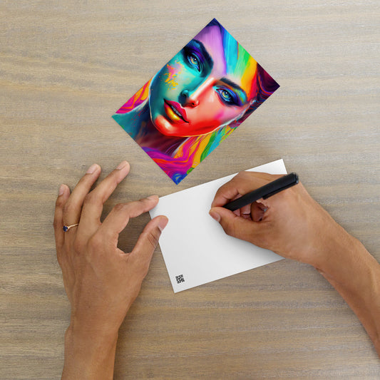 Chroma The Goddess Of Color Postcard - Vibrant, Stylish And Modern Colorful Art - Perfect Stationery Desk Decor & Gift For Any Occasion