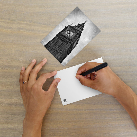 Gothic Big Ben Postcard - Black & White Photography, Elegant Home And Office Stationary Décor, Perfect Gift For Travelers, Stylish Souvenir