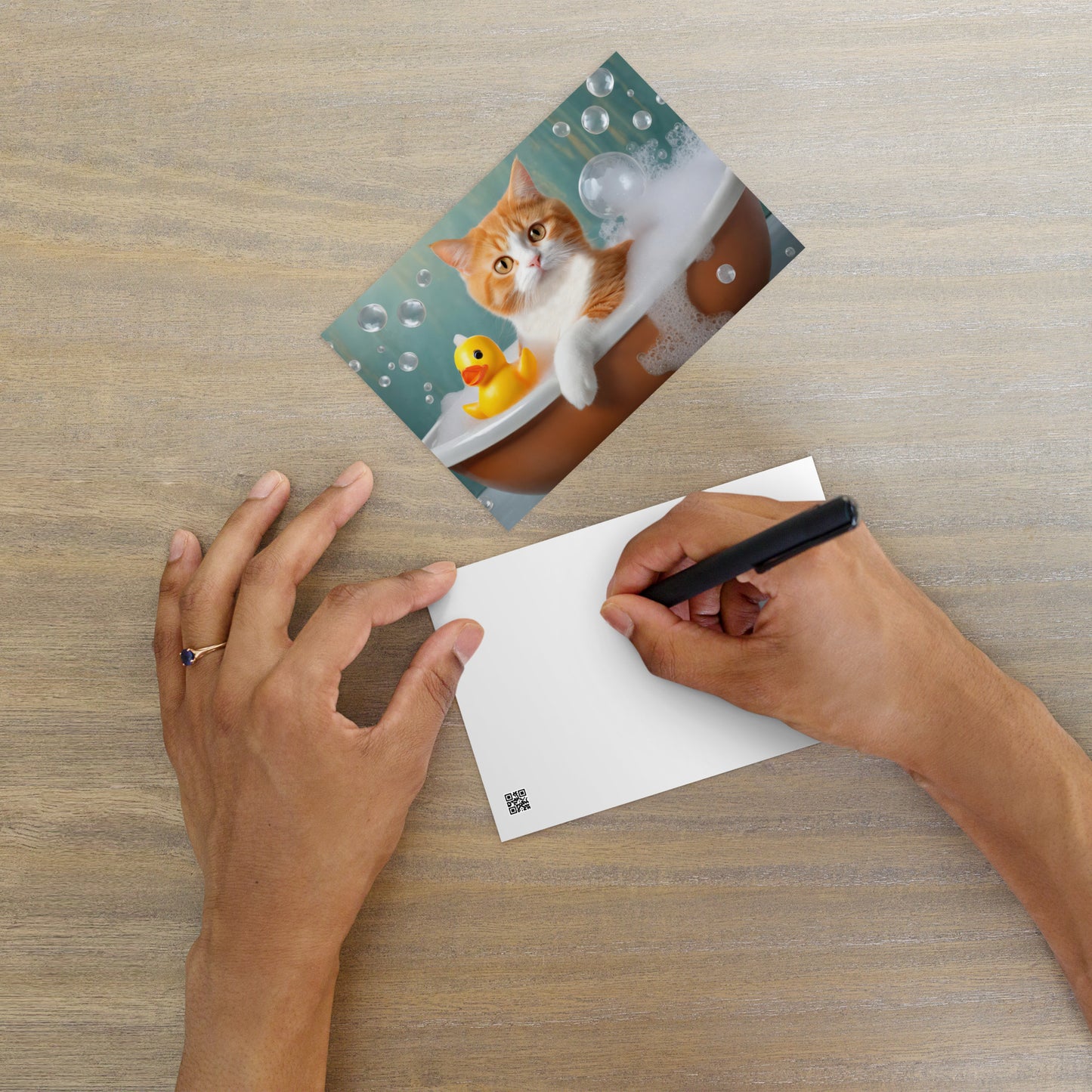 Adorable Cat In Bubble Bath Postcard - Fun Cute Gift For Cat Lovers, Pet Lovers And Kids - Perfect For Funny Home & Office Stationery Décor