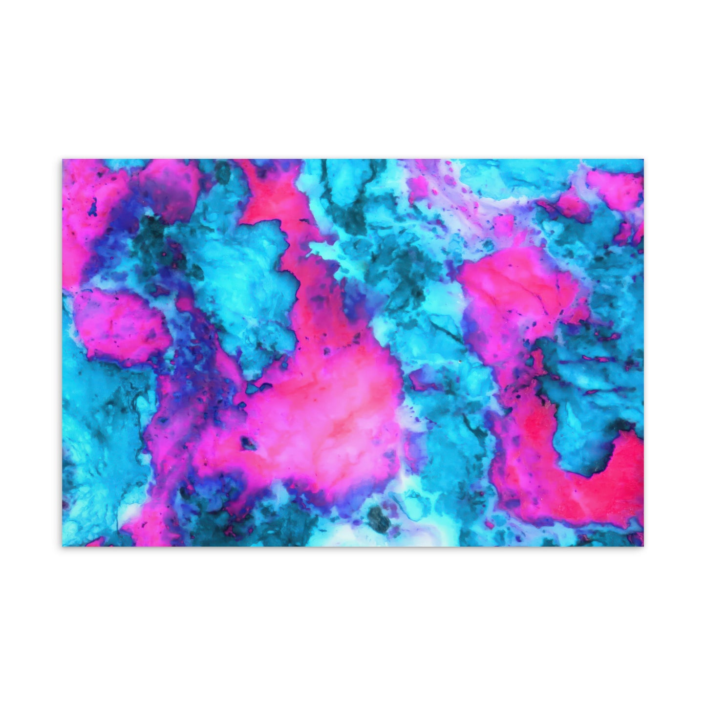 Vibrant Marble Abstract Postcard - Magenta & Cyan Art - Stylish & Durable - Perfect for Art Lovers & Special Occasions