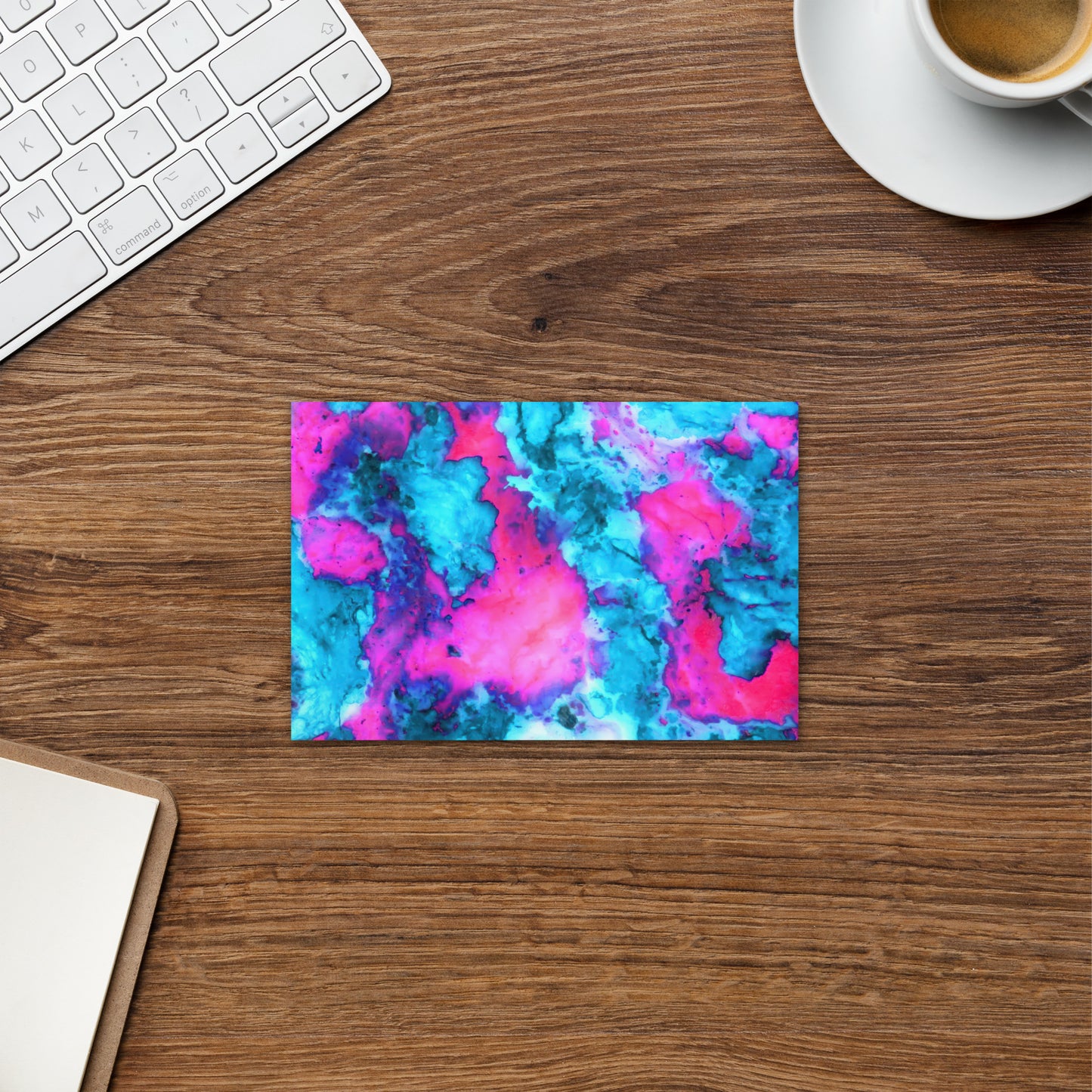 Vibrant Marble Abstract Postcard - Magenta & Cyan Art - Stylish & Durable - Perfect for Art Lovers & Special Occasions