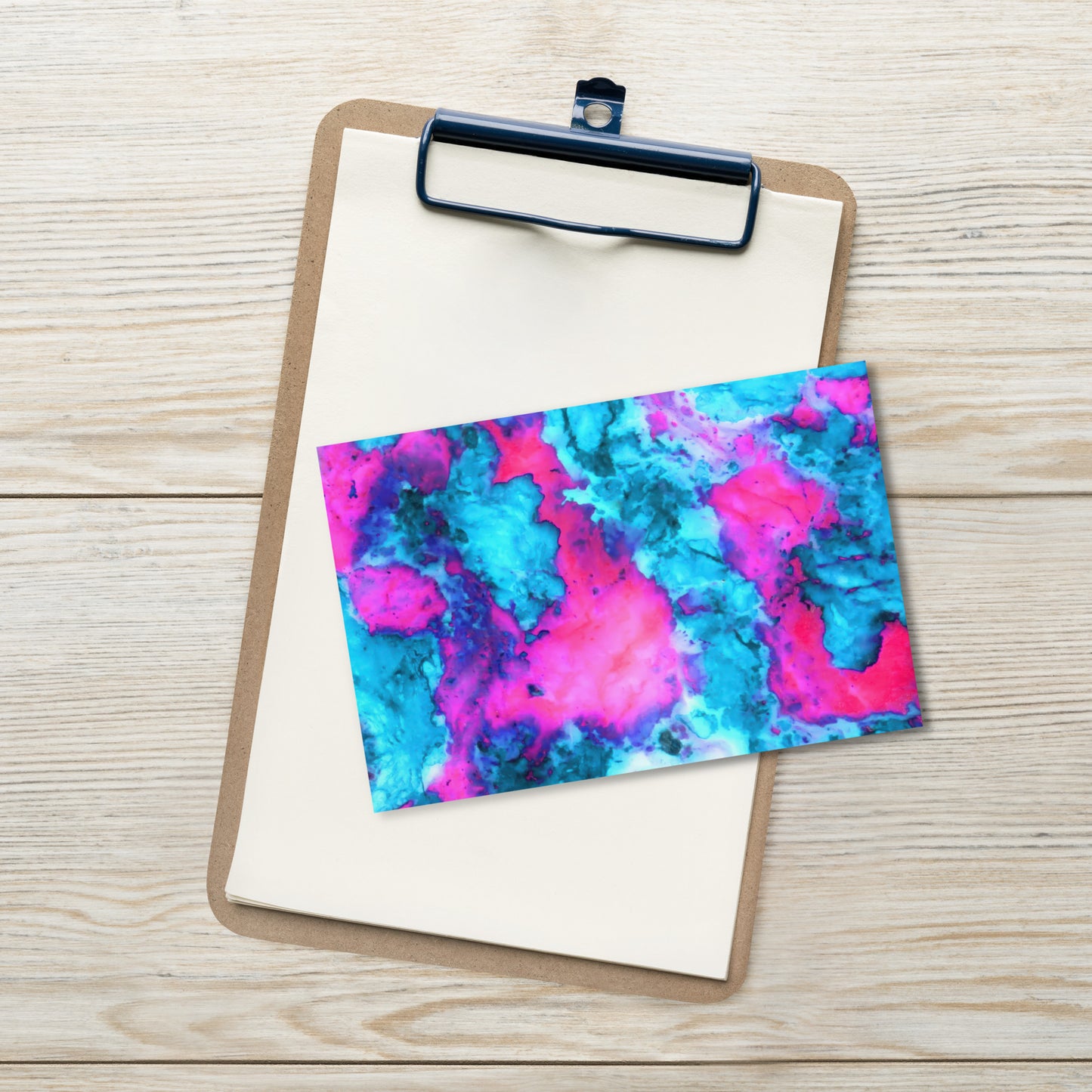 Vibrant Marble Abstract Postcard - Magenta & Cyan Art - Stylish & Durable - Perfect for Art Lovers & Special Occasions