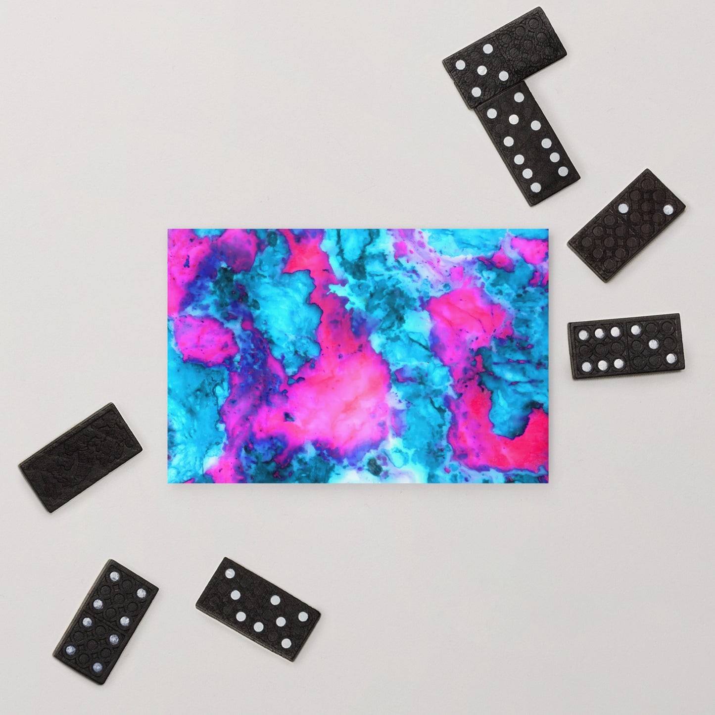Vibrant Marble Abstract Postcard - Magenta & Cyan Art - Stylish & Durable - Perfect for Art Lovers & Special Occasions